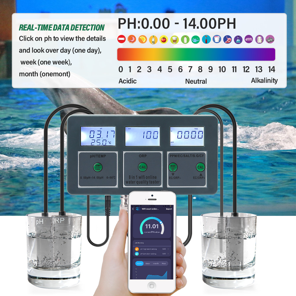 WiFi Tuya 스마트 PH 측정기 데이터 로거 온도 - Pool Test Kit Digital 리뷰 및 가격